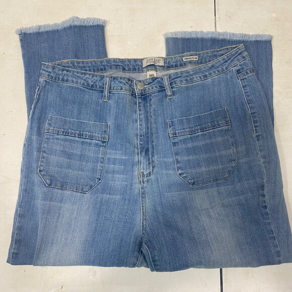 Judy Blue Cropped Flare Jeans Womens 3XL Light Wash Denim Raw Hem - Picture 12 of 14